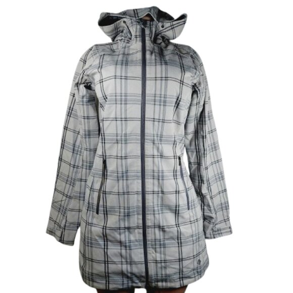 Columbia Women's Grey Omni Heat Insulated Plaid Windstopper Trench Coat Size S - Picture 1 of 16